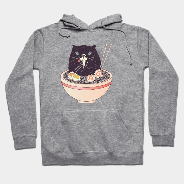 Bowl of ramen and black cat Hoodie by AnnArtshock